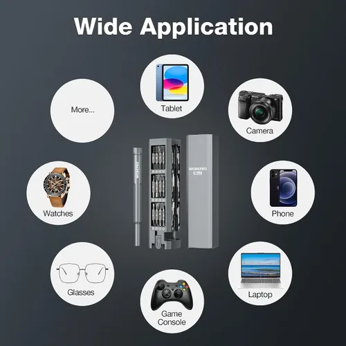 Miniatura 8 de WORKPRO Juego de destornilladores de precisión 60 en 1 con funda magnética emergente, destornilladores pequeños CRV bien organizados, kit