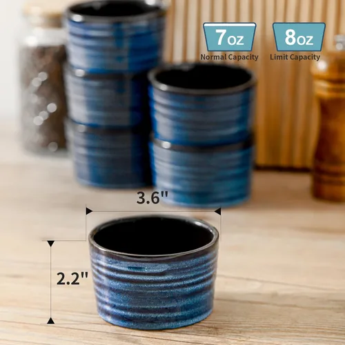 Miniatura 5 de Hasense Ramekins de 8 oz Aptos para Horno para Crème Brûlée, Juego de 6 Platos de Soufflé de Cerámica Aptos para Horno, Cuencos de Porcelana