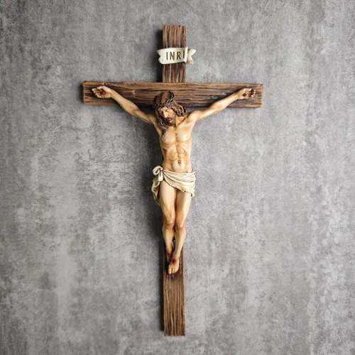 Miniatura 3 de Crucifijo Católico de Pared BC, Decoración Inspiracional del Hogar de Jesucristo, Regalo Religioso Devoto, 10"H, Escultura Renacentista Hecha a Mano