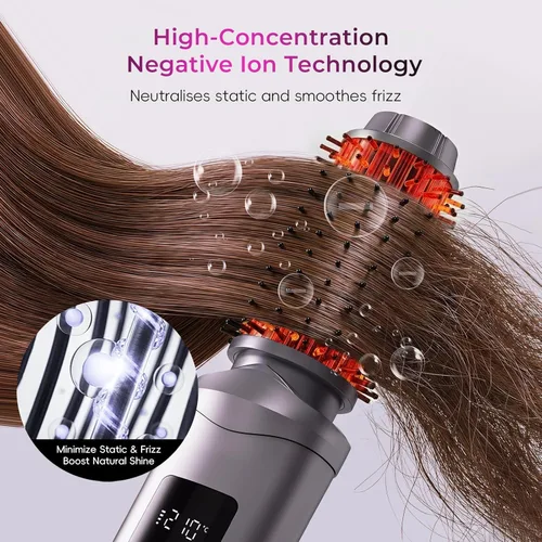 Miniatura 4 de Cepillo alisador de pelo inalámbrico, mini cepillo de rizador de pelo con 3 controles de temperatura, rizador de pelo recargable antiquemaduras