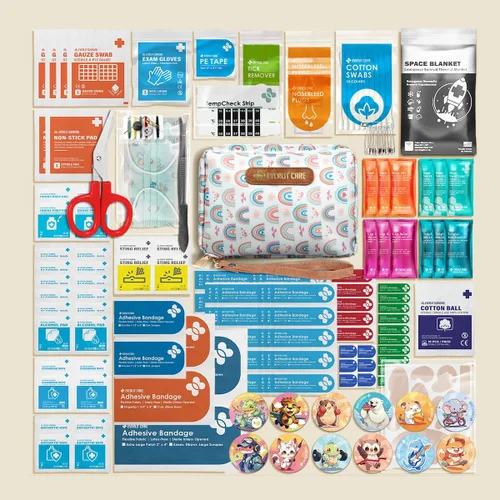 Miniatura 2 de EVERLIT Care Rescue Pack Kit de primeros auxilios familiar para niños con 200 suministros médicos Bolsa de almacenamiento compacta apta