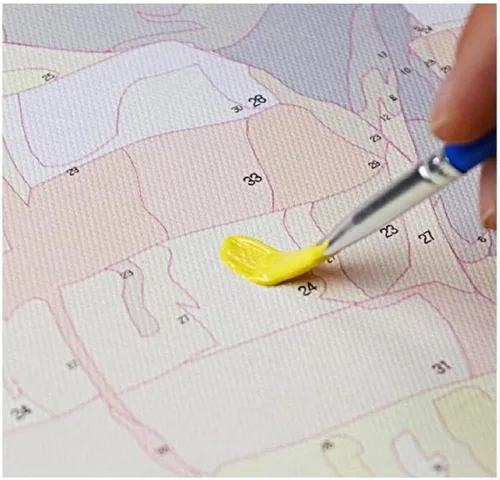 Miniatura 3 de SKMN Kit de pintura por números para niños sobre lienzo, león animal de acuarela, paisaje abstracto de bosque de montaña, pintura por números