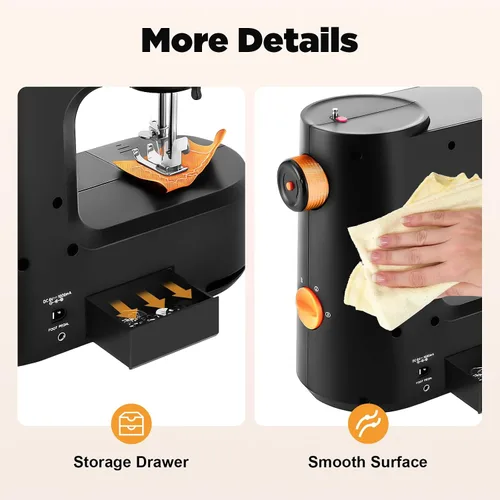 Miniatura 4 de Máquina de coser portátil, mini máquina de coser de 2 velocidades, kit de costura seguro y máquina de coser pequeña fácil de usar con luz LED, pedal