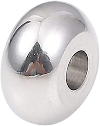 Miniatura 15 de BEADIA Cuentas espaciadoras de acero inoxidable de 0.197 x 0.157 in, redondas, sueltas, para hacer joyas, 100 unidades con agujero de 0.098 pulgadas