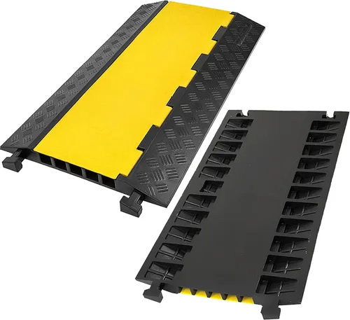 Miniatura 11 de CXRCY Rampa de cable, 1 paquete de 5 canales, protector de cable de goma de PVC, capacidad de 18,000 libras, resistente, protección de canales