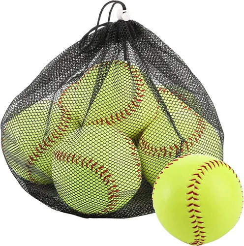 Miniatura 7 de Tebery Paquete de 6 pelotas de sóftbol de práctica deportiva, 12 pulgadas, tamaño oficial y peso lento, pelota de entrenamiento sin marcar