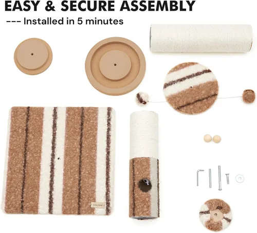 Miniatura 7 de Woochpet Poste rascador para gatos de 34 pulgadas de alto con pista de bola para gatos, resistente y más grueso, de gran diámetro, poste rascador