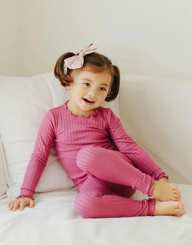 Miniatura 3 de VAENAIT BABY - Pijama unisex para niños y niñas de 6 meses a 12 años, suave y cómoda, de modal Tencel, ropa de dormir fruncida, conjunto de 2 o 4