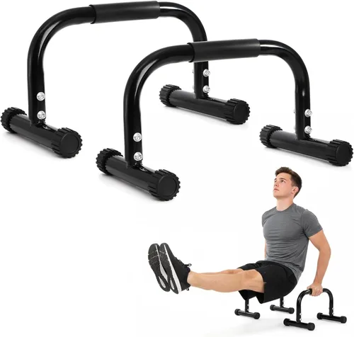 TOPZEA Paquete de 2 barras paraletas, asas de empuje de acero de 10 pulgadas de alto, barras de entrenamiento de fuerza, equipo de calistenia