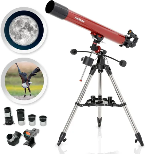 Miniatura 8 de AmScope Refractor ALT-AZ Telescopio con soporte de azimut de altitud, apertura de 4.016 in, longitud focal de 23.622 in, trípode de acero inoxidable