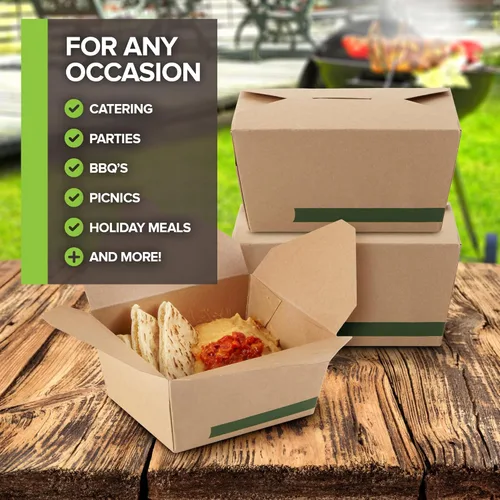 Miniatura 6 de Stock Your Home Juego de 50 recipientes desechables de 30 onzas para llevar de papel para microondas, cajas de cartón kraft resistentes a la grasa