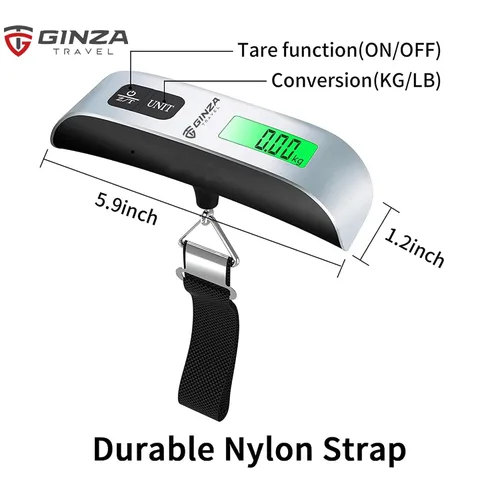 Miniatura 4 de GinzaTravel Báscula electrónica de equipaje de 110 libras de alta precisión para viajes, básculas colgantes digitales de 110.2 lbs