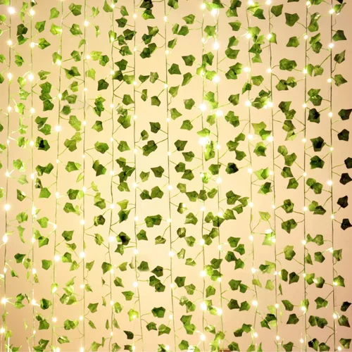 Miniatura 9 de Comtelek Guirnalda de hiedra artificial para decoración de habitación, guirnalda de hiedra artificial con 100 luces LED, plantas colgantes, hojas