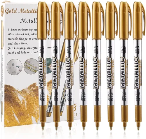 MyArTool Rotuladores metálicos, marcadores permanentes metálicos dorados para ilustración de artistas, manualidades, tarjetas de regalo, álbumes de