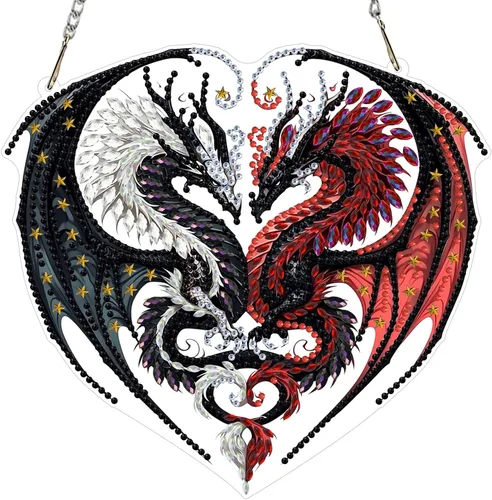 Miniatura 28 de MXJSUA Atrapasoles con pintura de diamante de águila calva americana, kits de arte de diamantes para adultos, adornos colgantes con cadena