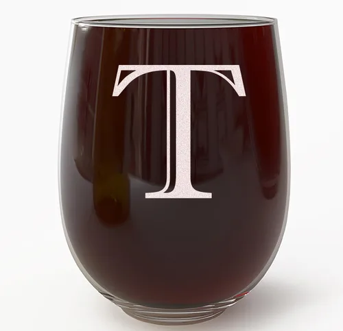 Miniatura 18 de Copa de vino grabada con monograma de 17 onzas sin tallo (letra A) A-Z, regalos personalizados para mujeres, copas de vino personalizadas, regalo