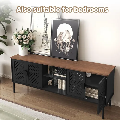 Miniatura 5 de ARTPOWER Soportes de TV modernos de 63 pulgadas para sala de estar, centro de entretenimiento largo con almacenamiento, consola de TV para TV de 55