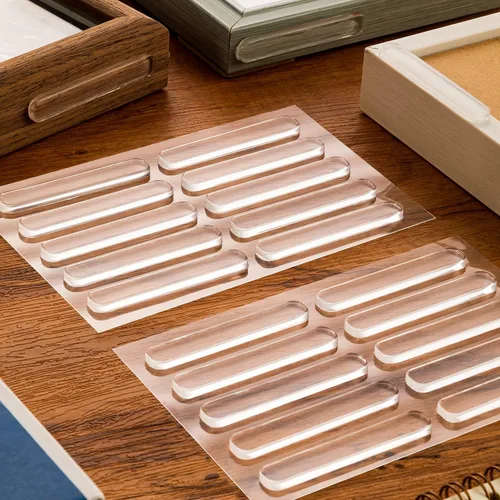 Miniatura 4 de Parachoques para puerta de gabinete, parachoques de goma autoadhesiva transparente a rayas para gabinetes, almohadillas de parachoques