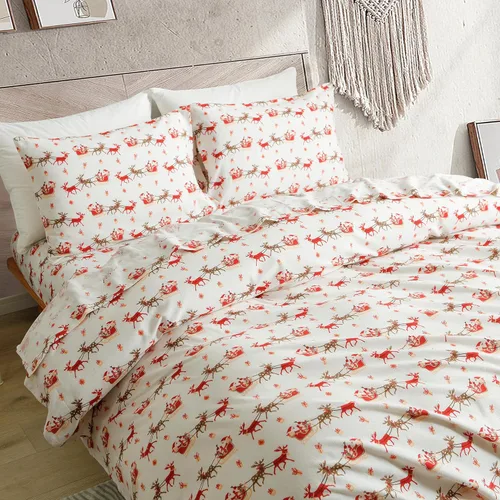 Miniatura 3 de Elegant Comfort Juego de sábanas de franela ultrasuave de 4 piezas 100% de algodón turco - Sábanas de franela navideñas de Navidad, de calidad