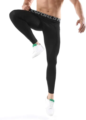 Miniatura 10 de SILKWORLD Paquete de 1 a 3 pantalones de compresión para hombre, con bolsillos, leggings de gimnasio y secado fresco