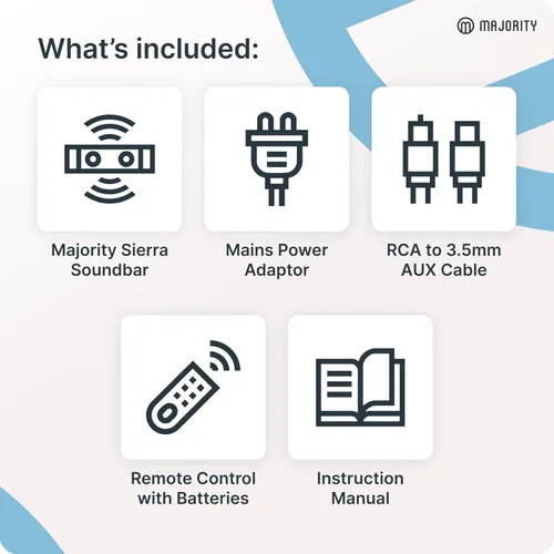 Miniatura 7 de Majority Barra de sonido Sierra Dolby Atmos para TV con Bluetooth 5.0 HDMI ARC, óptico, USB y AUX, paso HDR 4K 4 modos de ecualización Barra