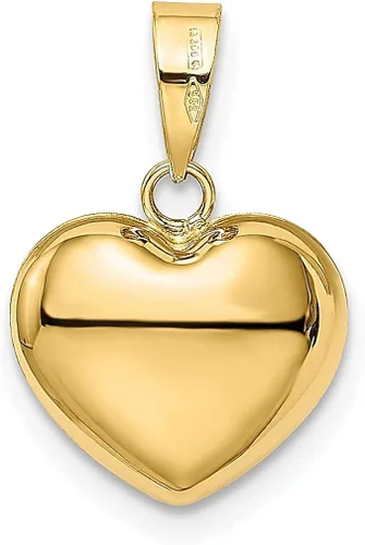 Miniatura 4 de Collar con dije de corazón 3 D de oro amarillo de 14 quilates, joyería fina inflada para mujer, regalos para ella