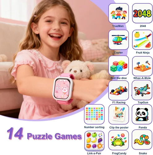 Miniatura 8 de Reloj inteligente para adolescentes y niños, 1.8 pulgadas IP68 para niños y niñas, seguimiento de actividad física, uso dual independiente