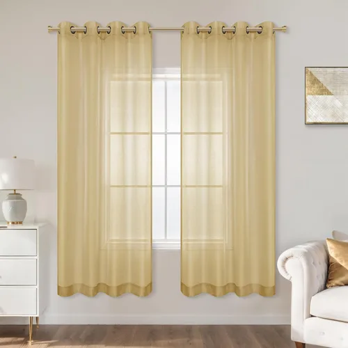 Miniatura 46 de KOUFALL Cortinas traslúcidas de 120 pulgadas de 2 paneles con ojales, juego extra largo de 10 pies de largo, cortinas altas para ventana grande, 52