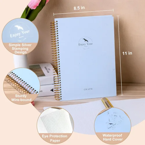 Miniatura 3 de FLYING EAGLE 8.5 x 11 Cuaderno de gráficos grande de papel en espiral, cuaderno de cuadrícula gráfica en espiral, 210 páginas, cuadernos de tapa