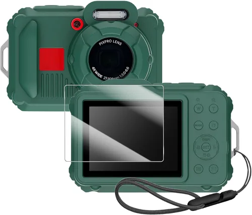 Miniatura 14 de Funda protectora de silicona para cámaras digitales Kodak Pixpro wpz2, con protector de pantalla y cordón, para accesorios Kodak Pixpro wpz2 - Negro