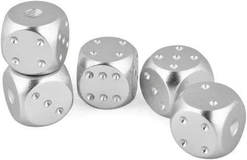 Miniatura 9 de DS. DISTINCTIVE STYLE Dados de aleación de aluminio 5 piezas 16 mm, dados de metal portátiles con estuche, dados de 6 caras para juego de fiesta
