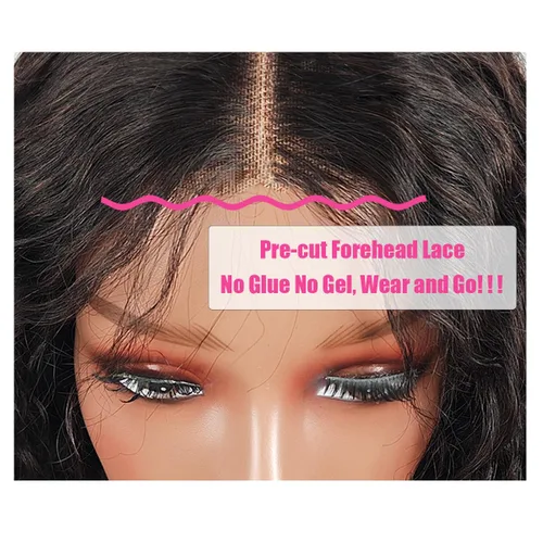 Miniatura 3 de Peluca de encaje frontal sin pegamento Fronbanis, peluca de cabello humano sin pegamento, pelucas de cabello humano pre-depiladas y pre-cortadas
