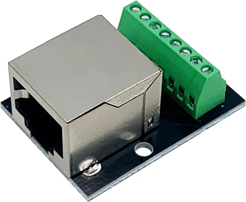 Miniatura 5 de 2 unids RJ45 Ethernet solo conector hembra placa de ruptura, 0.100 in paso RJ45 tornillo placa adaptador terminal