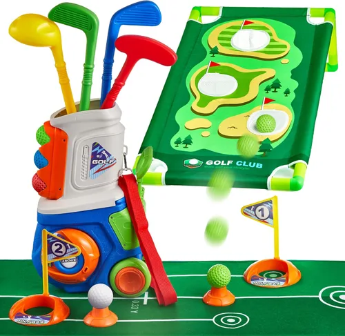 Miniatura 8 de PJG Juego de golf para niños pequeños, palos de golf de plástico para niños de 1, 2, 3, 4, 5 años con 4 palos de golf y 10 pelotas, juguetes de golf