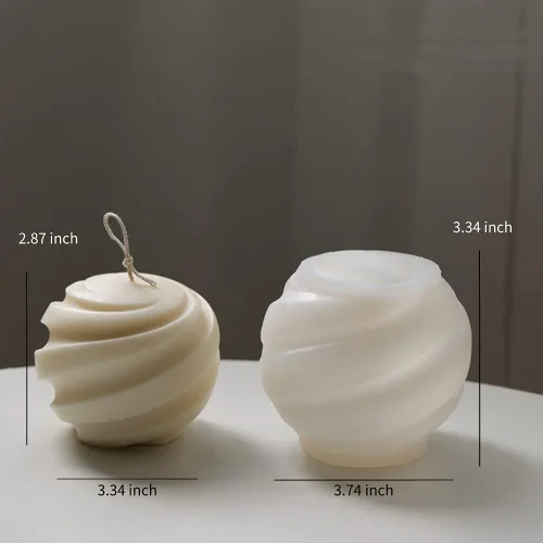 Miniatura 2 de XMOX Molde de vela de silicona con forma de bola en espiral, simplicidad, geometría moderna, cera de jabón, moldes de resina, velas de bricolaje