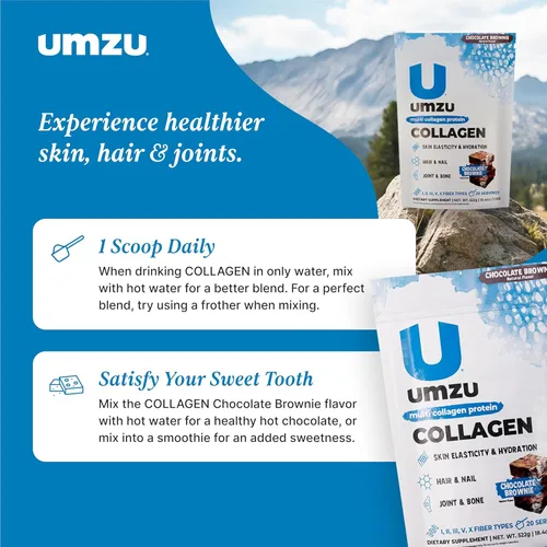Miniatura 6 de UMZU zuCollagen - Polvo de proteína de colágeno múltiple, chocolate – 5 tipos de colágeno I II III V X – Suplemento alto en proteínas bajo