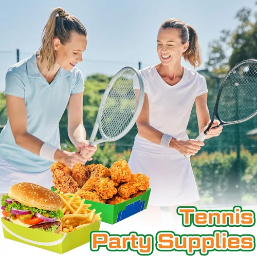 Miniatura 5 de Teling Paquete de 36 suministros para fiestas de tenis grandes de 5 libras, bandejas de papel, botes de comida y botes desechables, bandejas