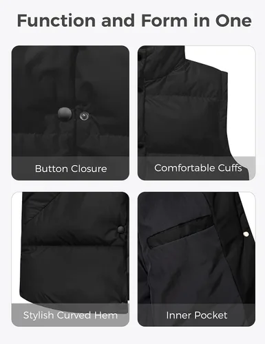 Miniatura 5 de Wantdo Chalecos acolchados para mujer, chaleco de invierno grueso, chaleco de burbujas cálido, abrigo de invierno