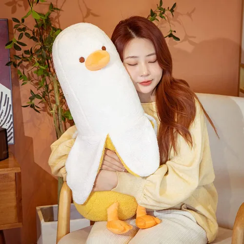 Miniatura 7 de Peluche de pato de plátano de 13.7 pulgadas, lindo animal de peluche de plátano, almohada larga de felpa de pato plátano, divertida almohada