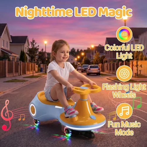 Miniatura 5 de Coche eléctrico de 12 V para niños, juguete 3 en 1 con pedal, scooter con ruedas intermitentes, vehículo oscilante de fácil montaje con batería