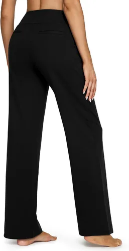Miniatura 4 de G4Free Pantalones de pierna ancha para mujer, pantalones de vestir de yoga con bolsillos, cintura alta, pantalones deportivos casuales de trabajo