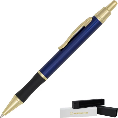 Miniatura 8 de Dayspring Pens, Monroe - Bolígrafo negro, grabado personalizado con detalles de oro de 18 quilates, acción de clic, tinta negra de punta media