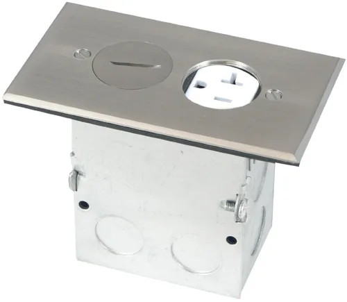 Miniatura 8 de ENERLITES Kit de caja de piso con tapa de rosca, 12,7 cm x 7,1 cm, 1 banda, receptáculo dúplex de 20 A resistente a manipulaciones y a