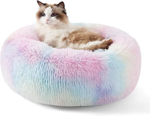 Miniatura 24 de Bedsure - Cama relajante para perro mediano, lavable, tipo dona, cama para gato, antideslizante, redonda, afelpada, mullida, de piel sintética