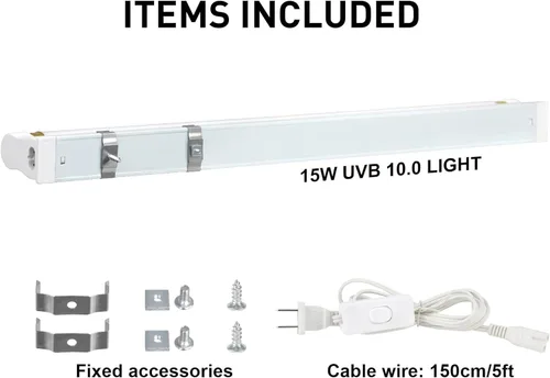 Miniatura 6 de Hypool T8 Strip UVB UVA - Lámpara de iluminación para reptiles con bombilla fluorescente UVB 10.0 de 18 pulgadas, 15 W, 10 % UVB, luz para hábitat