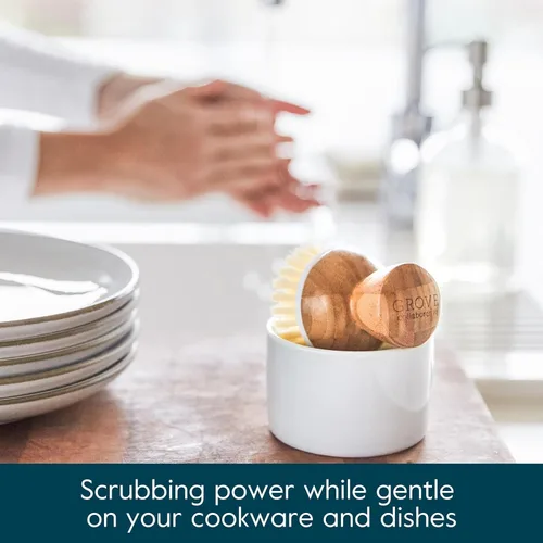 Miniatura 3 de Grove Co. Cepillo para platos Bubble-Up, paquete de 2, limpiador de platos de diseño ergonómico, cepillo de repuesto para fregar platos, elimina