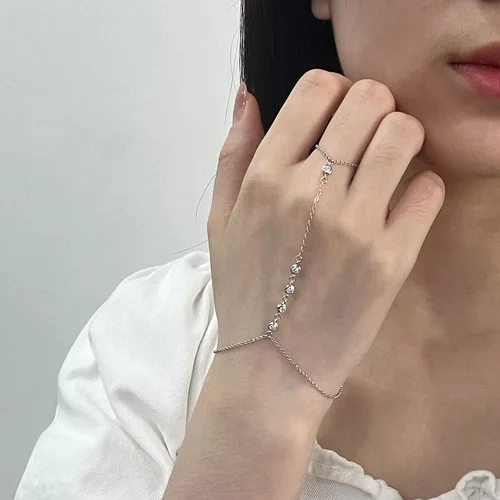 Miniatura 2 de Pulsera de plata de ley 925 para mujer, pulsera de mano para mujer, pulseras esclavas de 7 a 9 pulgadas ajustable