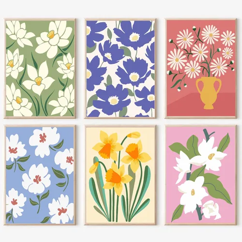 cupmod Pintura de Flores por Números para Adultos, Niños y Principiantes, Kits de Pintura Acrílica Fácil por Números en Lienzo Sin Marco, Kits de