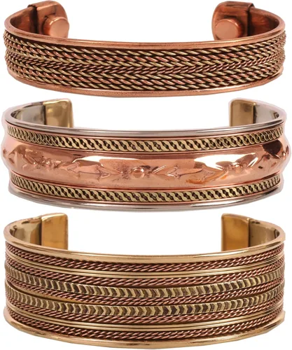 Miniatura 23 de Pulseras de cobre Touchstone regalo para hombres y mujeres joyería magnética 100% pura y sólida ajustable juego de pulseras hechas a mano