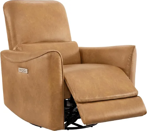 Miniatura 11 de CHITA Silla Reclinable Eléctrica Giratoria Deslizante, con Certificación FSC, Tapizada de Piel Sintética para Sala de Estar y Guardería, Sillón